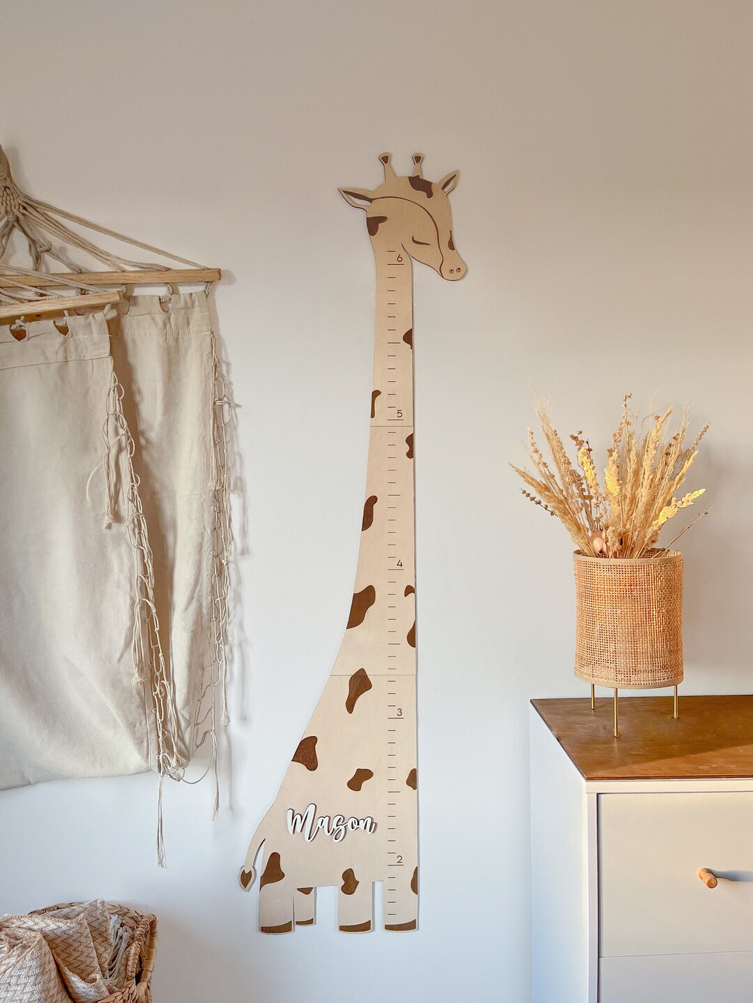 Wooden Giraffe Growth Chart Safari Nursery Decor Height Chart for Kids