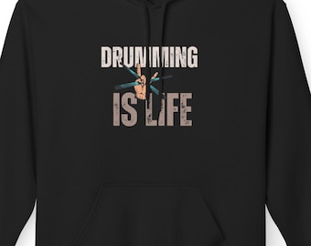 Trommeln ist Leben Fleece Hoodie, Unisex Pullover, Musik Liebhaber Geschenk