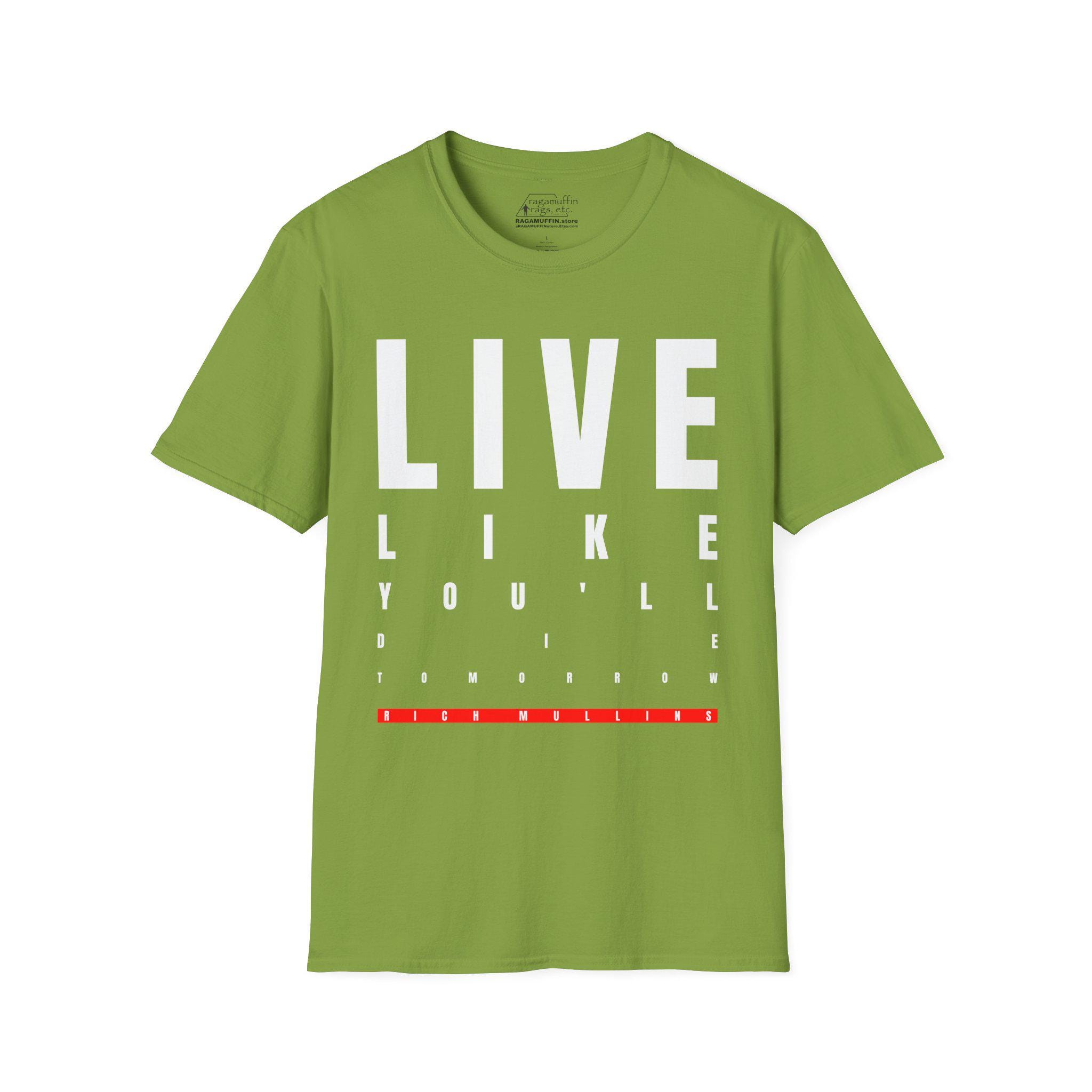 リッチ・マリンズ「Live Right」Tシャツ：ユニセックス ソフトスタイル 