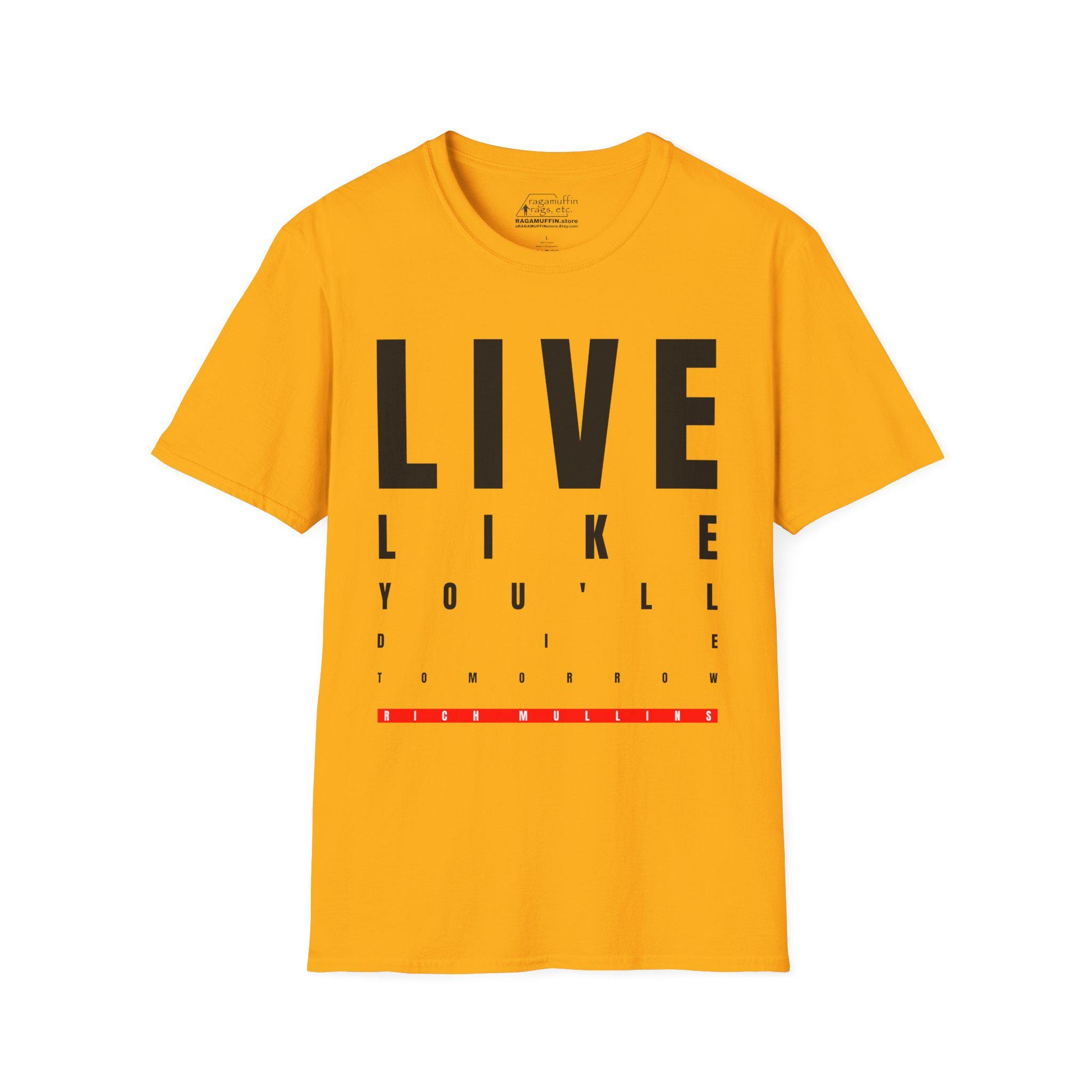 リッチ・マリンズ「Live Right」Tシャツ：ユニセックス ソフトスタイル 