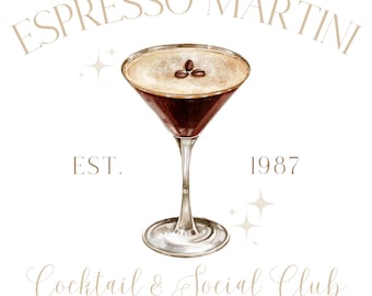 Espresso Martini png, Martini png, Cocktail Club, Social Club, Preppy Stuff, Signature Drink, Sublimation Designs, Espresso Martini Print