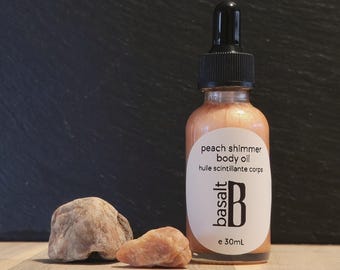 Peach Shimmer Body Oil | Natural Jojoba, Mica, Nova Scotia