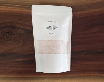 Naked Bath Salt | soothing bath salts, all natural small-batch body care, relaxing epsom salt and pink himalayan salt blend, great gift idea