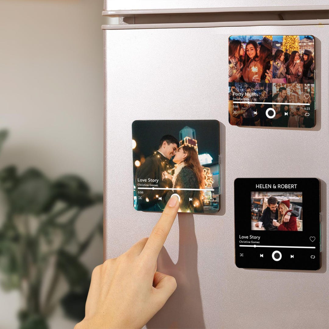 Personalized Love Photo Couple Music Fridge Magnet, Unique Gift For