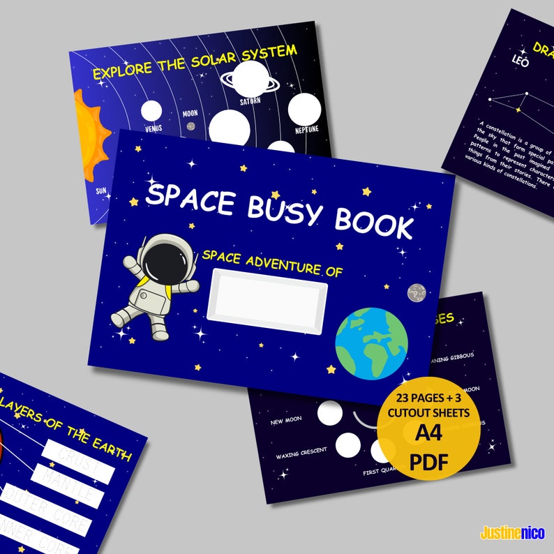 Printable Space Busy Book for Kids, Interactive Busy Book Featuring the ...