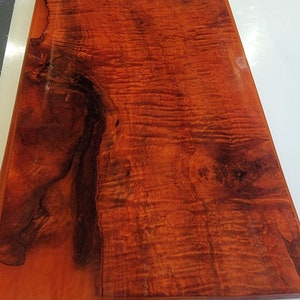Red curly maple burl and epoxy table top
