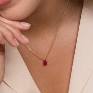Personalized Water Drop shaped Birthstone Necklace - Gold Personalized Drop Necklace - Elegant Birthstone Necklace -  Gifts for Best Friend