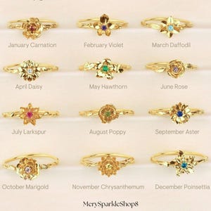 Guldblommande födelsestensring: Vintageinspirerade justerbara smycken