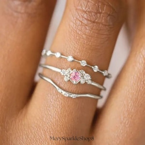 Elegant Three-Piece Ring Set - Diamond Elegant 3-Piece Gold Ring Set - Gold Plated Stacking Ring Set - Engagement Bridesmaid Promise gift