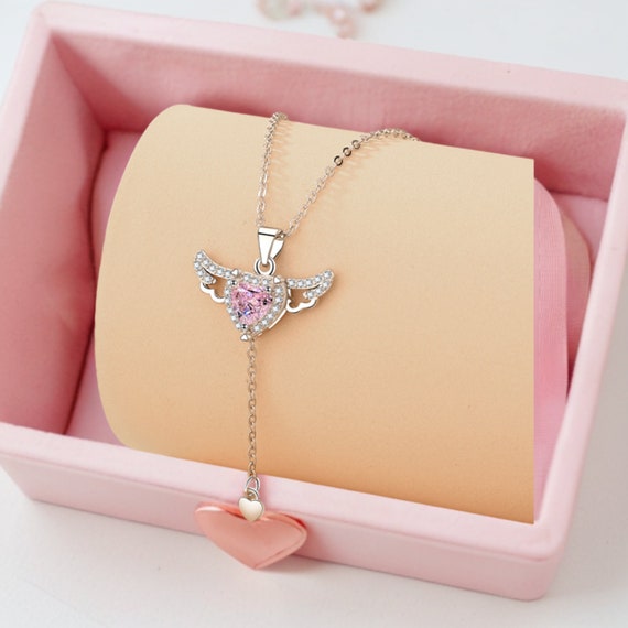 Heart Angel Wings Necklace: Titanium Steel Clavicle Chain
