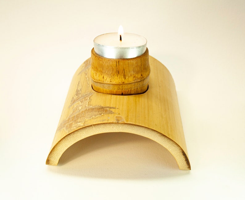 Giant Bamboo Candle Holder With Tealight Holder, Natural Lantern