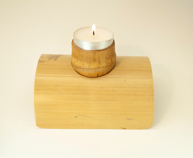 Giant Bamboo Candle Holder With Tealight Holder, Natural Lantern