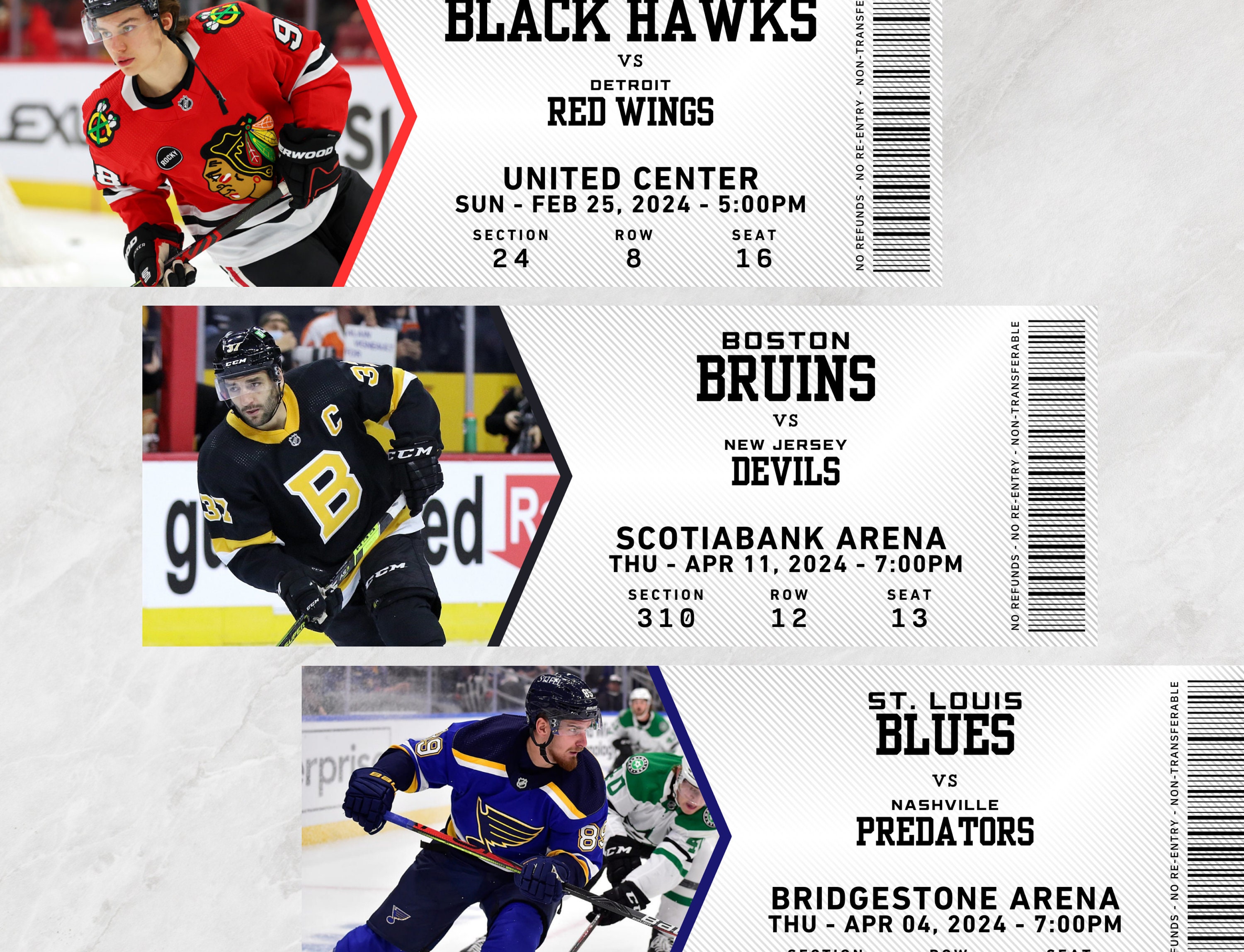 Custom Hockey Ticket, NHL Tickets, Surprise Gift, Made to Order Hockey Tickets, Sports Event ...