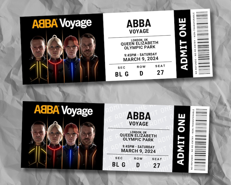 Editable Abba Concert Ticket, Abba Voyage 2024, Memorabilia, Surprise
