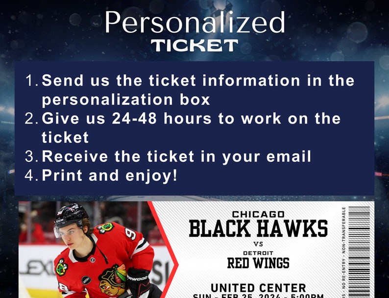 Custom Hockey Ticket, NHL Tickets, Surprise Gift, Made to Order Hockey Tickets, Sports Event ...