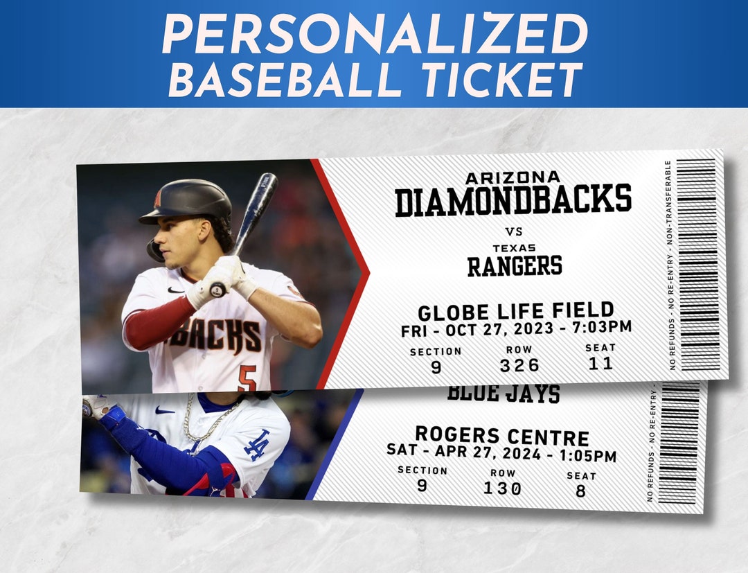 Custom Baseball Ticket, MLB Tickets, Surprise Gift, Made to Order Baseball Tickets, Sports Event
