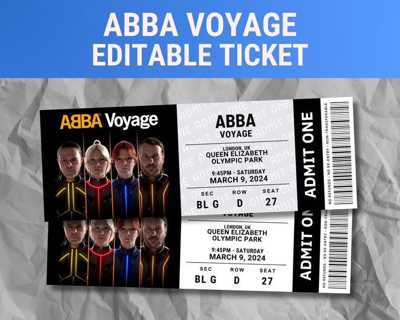 Editable Abba Concert Ticket, Abba Voyage 2024, Memorabilia, Surprise