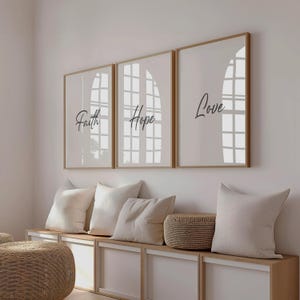Faith Hope Love Scripture Print Set: Christian Wall Art (Digital Download)