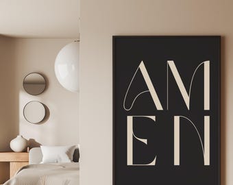 AMEN Christian Wall Art Print: Minimalist Bible Scripture (Digital Download