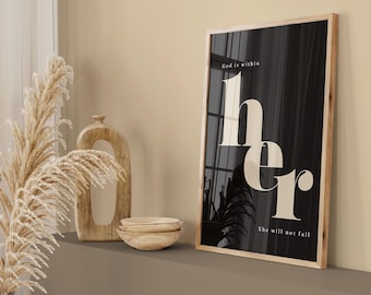 Feminist Wall Art: 'God Is Within Her' Quote Poster (Digital Download)