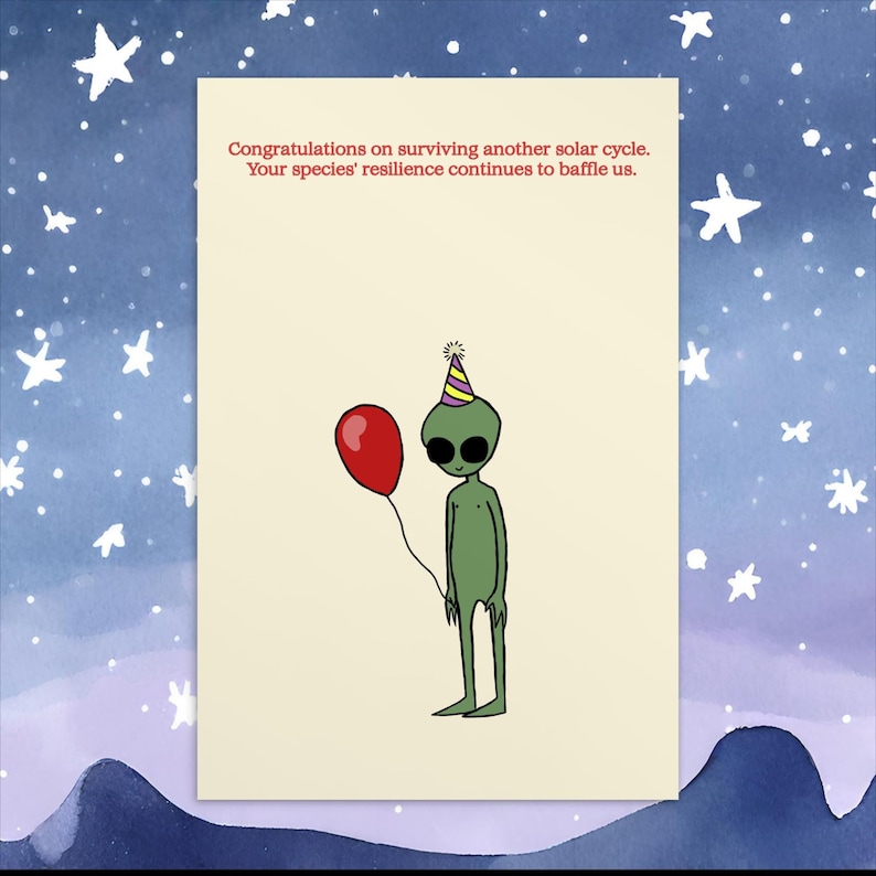 Happy Birthday Alien Card, Postcard, Letter | Personalized Card ...