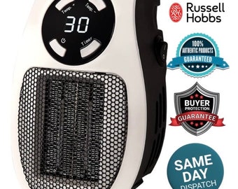 Russell Hobbs Authentic Compact Plug-In Portable Heater: Cozy Comfort for Smaller Spaces, Adjustable timer LED Display UK STOCK Fan Heaters