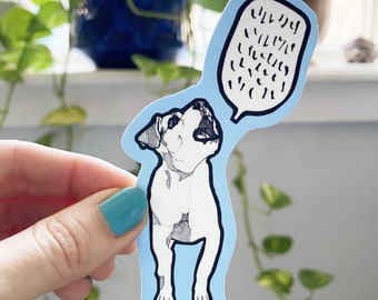 Dogs Speak Sticker: Vinyl Dog Love Speech Bubble Terrier Happy Joyful Sticker Barking Die-Cut