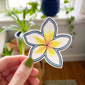 Plumeria Sticker: Vinyl Flower Love Hawaiian Happy Joyful Beautiful Floral Nature Gift Water Bottle Laptop Sticker Die-Cut