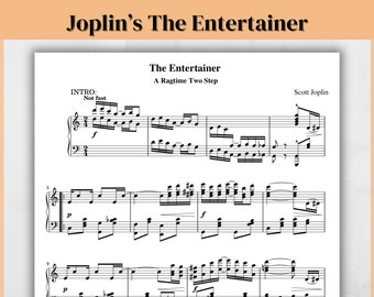 Scott Joplin The Entertainer Sheet Music, Piano Sheet Music, Ragtime Piano, Piano Music Sheets Printable PDF