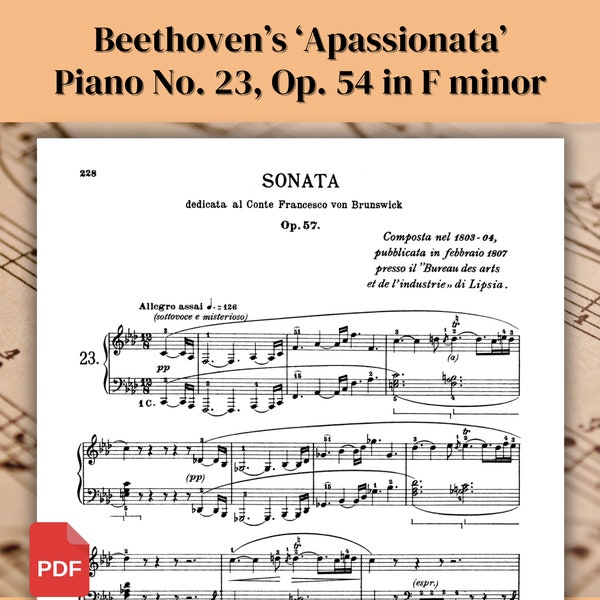 Beethoven Sonata Apassionata No. 23, Ludwig Van Beethoven, Beethoven Music Sheets, Piano Sheet Music, Music Sheets Printable