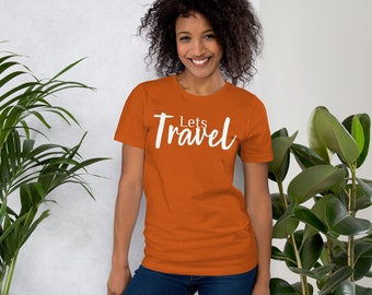 Colorful "Let's Travel" Unisex T-shirt - Summer Casual Wear 100% Cotton