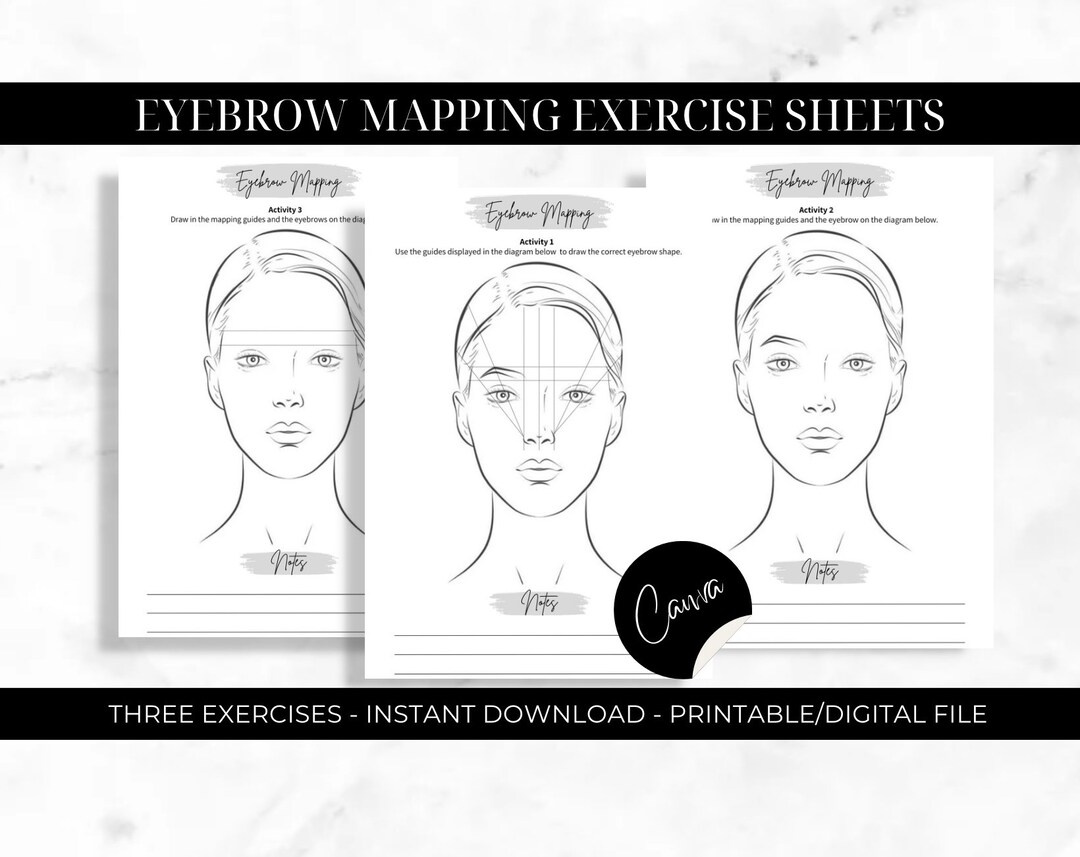 Brow Mapping Exercise Sheets, Printable PDF, Learn or Teach, Student or ...