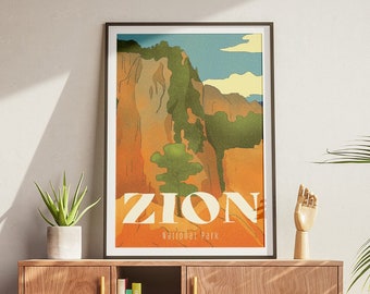 Zion National Park Outdoors Poster for Living Room Hiking Digital Download