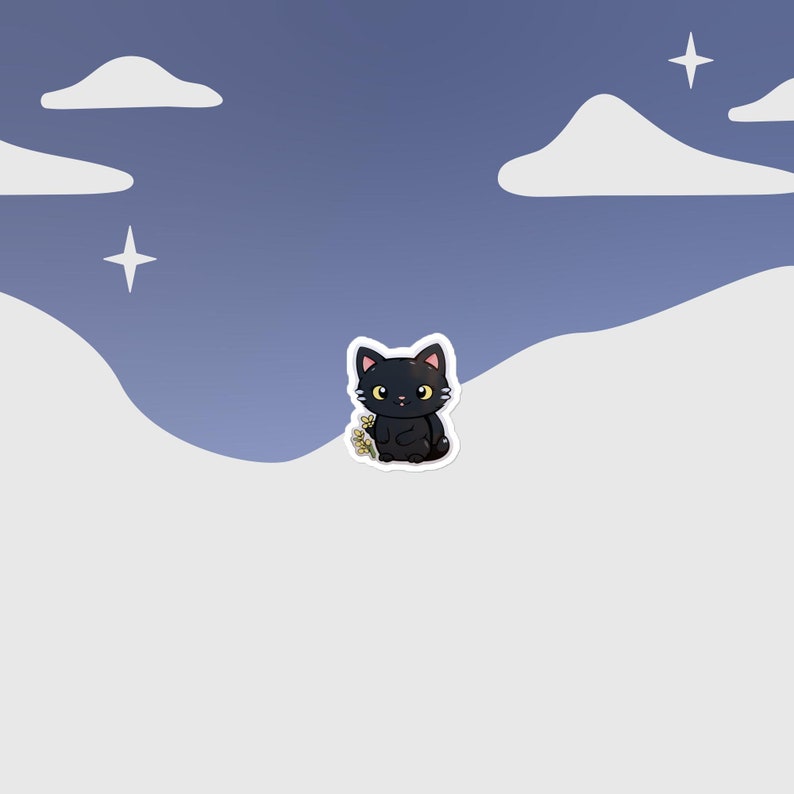 Kawaii Black Cat Sticker Pack, Cute Funny Black Kitty Stickers ...