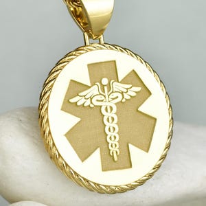 Sterling Silver Medic Pendant, Medical Alert Symbol Jewelry, First Responder Necklace, EMT Paramedic Gift, Healthcare Charm, Caduceus Medal
