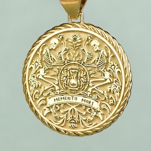 Pendentif Memento Mori en argent sterling, collier gothique, amulette de rappel de mort, bijoux stoïques, médaillon symbole de la mortalité, breloque tête de mort