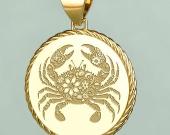 Sterling Silver Crab Pendant Necklace, Ocean Sea Life Jewelry