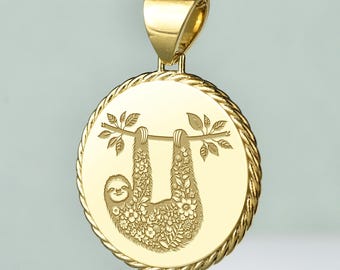 Sterling Silver Sloth Pendant, Wildlife Charm Necklace, Gift for Nature Lovers