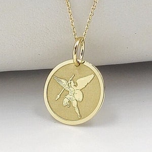 Sterling Silver Saint Michael Archangel Necklace, Guardian Angel Jewelry, Archangel Michael Charm, Gold Plated Saint Michael Pendant