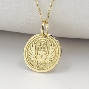 Gold Plated Egyptian Beetle Necklace, Personalized Egyptian Jewelry, Scarab Charm, Egyptian Scarab Pendant, Sterling Silver Scarab Pendant