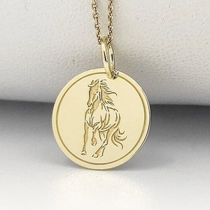 Gold Plated Riding Horse Necklace, Horse Pendant, Dainty Horse Jewelry, Sterling Silver Equestrian Necklace, Horse Charm, Horse Lover Gift
