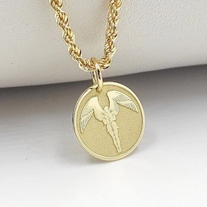 Gold Plated Archangel Michael Pendant, Saint Michael Necklace, Protection Jewelry, Guardian Angel Charm, Sterling Silver Religious Necklace