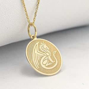 Gold Plated Dragon Pendant, Chinese Dragon Necklace, Personalized Chinese Jewelry, Sterling Silver Mythology Charm, Chinese Zodiac Necklace