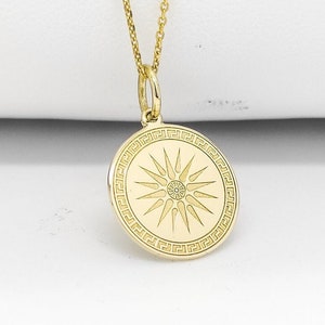 Gold Plated Vergina Sun Necklace, Macedonian Pendant, Greek Jewelry, Symbolic Vergina Sun Charm, Sterling Silver Star Of Vergina Pendan