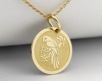 Gold Plated Parrot Pendant, Sterling Silver Bird Necklace, Personalized Jewelry