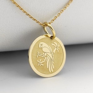 Gold Plated Parrot Pendant, Parrot Bird Necklace, Personalized Animal Jewelry, Sterling Silver Parrot Charm, Macaw Pendant, Bird Necklace