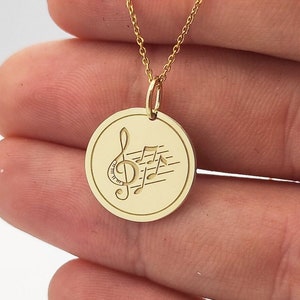 Vergulde muzikale ketting, Sol Key-hanger, muzikant sieraden, solsleutel bedel, sterlingzilveren notitieketting, hanger muziekliefhebber
