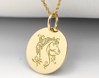 Ciondolo a forma di testa di cavallo in argento 925 o PLACCATO ORO, regalo per lui, per la sua mamma, per la festa della mamma, per la festa del papà, per il
