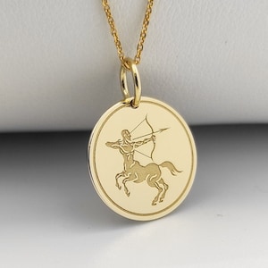 Gold Plated Sagittarius Pendant, Zodiac Necklace, Zodiac Sign Jewelry, Gold Plated Astrology Charm, Dainty Sagittarius Zodiac Necklace