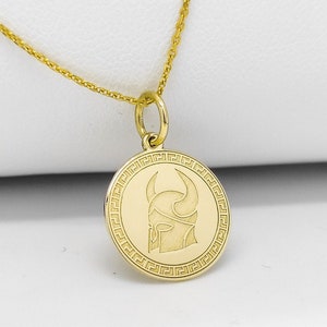 14K Solid Gold Viking Warrior Pendant, Viking Glory Necklace, Personalized Viking Warrior Charm, Celtic Symbol Pendant, Mythology Jewelry